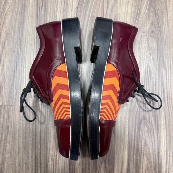 Nicholas Kirkwood Striped Leather Derby Shoes Brown Burgundy Geometric Size 42 - Picture 6 of 7